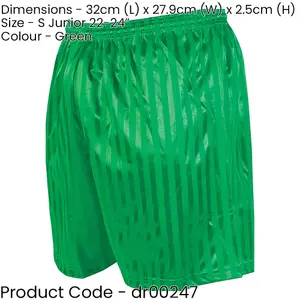 S - GREEN Junior Sports Continental Stripe Training Shorts Bottoms - Football