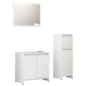 Berkfield 3 Piece Bathroom Furniture Set White Engineered Wood