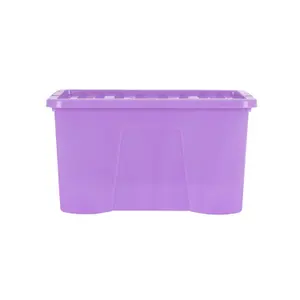 Wham Crystal Sparkle 5x 60L Plastic Storage Boxes with Lids Sparkle Lavender (Purple). Large Size, Strong (Pack of 5, 60 Litre)