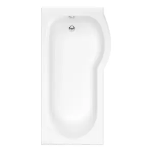 SunDaze 1500 x 800mm Gloss White Acrylic P Shape Right Hand Shower Bath