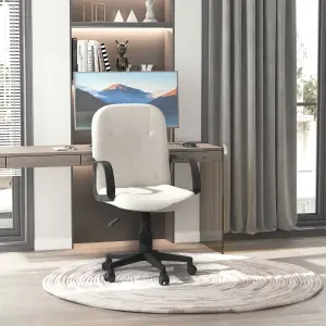 HOMCOM PU Leather Office Chair Swivel Mid-Back Computer Desk Chair, Cream