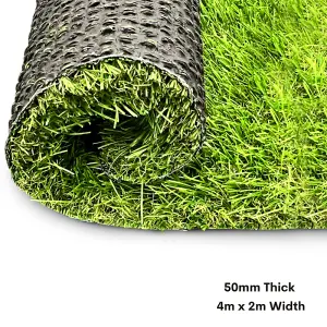 Luxury Super Thick 50mm Artificial Grass High Quality Artificial Astro Turf Lawn - 4m x 2m Width