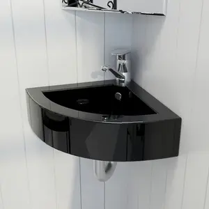 Berkfield Wash Basin with Overflow 45x32x12.5 cm Black