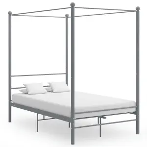 Berkfield Canopy Bed Frame Grey Metal 140x200 cm