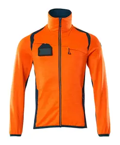 Mascot Accelerate Safe Microfleece Jacket with Half Zip (Hi-Vis Orange/Dark Petroleum)  (XX Large)