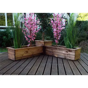 Traditional Corner Wooden Planter Set