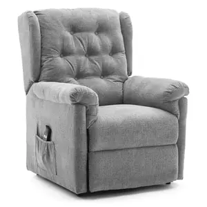 Barnsley Fabric Electric Single Motor Riser Rise Recliner Lift Mobility Tilt Armchair (Grey)