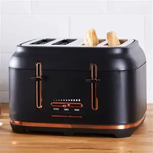 Dunelm 4 Slice Matt Black & Copper Toaster, Industrial, Stainless Steel