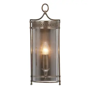 Wall Light Sconce Lantern Candle Bulb Glass Shade Dark Bronze LED E14 60W Bulb