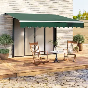 Garden Retractable Awning Patio Canopy Awning Manual Door Awning Outdoor Sun Shade Shelter with Winding Handle,Green,3.5 m x 3 m