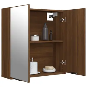 Berkfield Bathroom Mirror Cabinet Brown Oak 64x20x67 cm