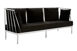 Novo 3 Seat Silver Finish Tapered Arms Sofa