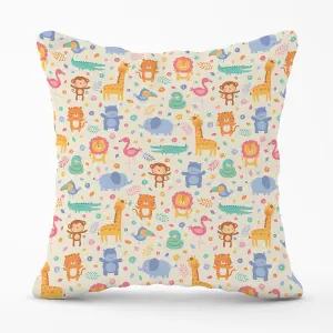 Cute Pastel Jungle Animals Cushions 45cm x 45cm