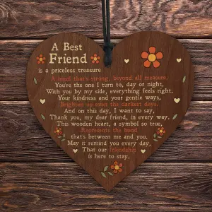 Red Ocean Thoughtful Gift For Best Friend Poem Wood Heart Friendship Gifts For Her Thank You Gifts For Friend