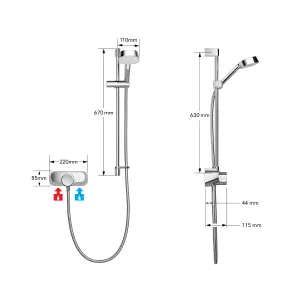 Mira Form Gloss Chrome effect Rear fed Thermostatic Mixer Shower