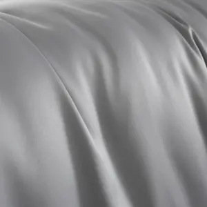 Catherine Lansfield Bedding Silky Soft Satin Duvet Cover Set with Pillowcases Silver Grey