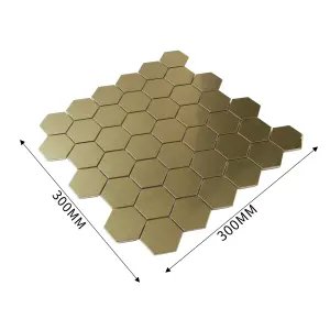 Albena Gold Satin Metal effect Flat Stainless steel Mosaic tile sheet, (L)300mm (W)300mm