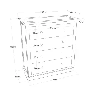 Castelli 4 Drawer Chest of Drawers Wood Knob