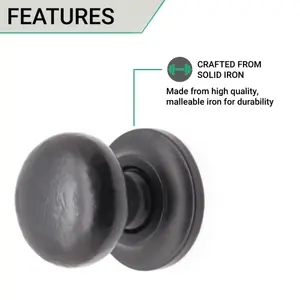 Round Cupboard Knob - 32mm - Black Antique Iron - Pack of 2