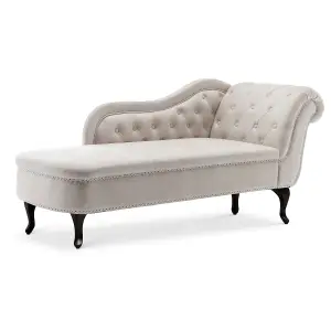 Left Hand Chaise Lounge in Faux Leather Suede Cream