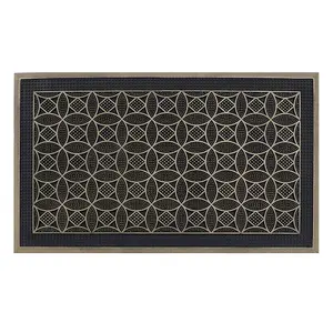 JVL Havana Rubber Pin Doormat, 45x75cm, Circles