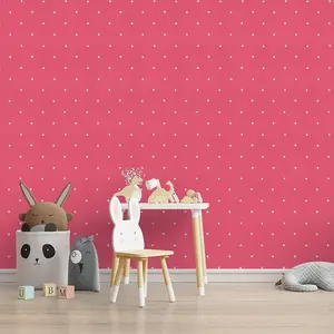 Jack N' Rose Pink White Polka Dot Fabric Effect Paste The Wall Wallpaper