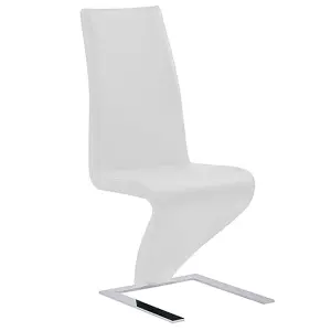 Demi Z White Faux Leather Dining Chairs With Chrome Feet In Pair