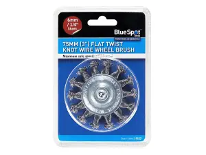 BlueSpot Twist Knot Wire Wheel Flat Brush Rust Paint Removal 75mm 3"