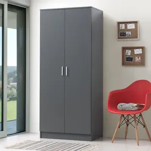 2 Door Double Wardrobe In Dark Grey