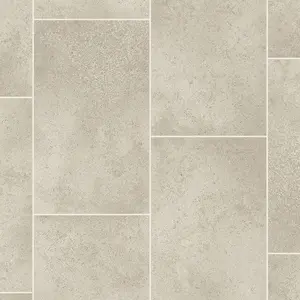 Beige Modern Tile Effect Anti-Slip Vinyl Flooring for Home, Shops, Offices, 2.8mm Thick Vinyl Sheet-4m(13'1") X 3m(9'9")-12m²