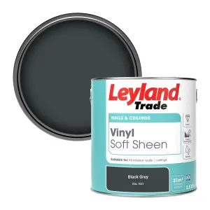 Leyland Trade Vinyl Soft Sheen Walls & Ceilings Emulsion Paint Black Grey (RAL 7021) - 2.5L