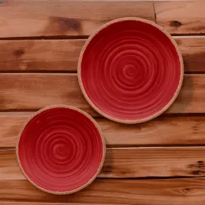 Purely Home Rustic Swirl Red Melamine Side/Salad Plates - Set of 2