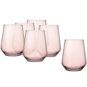 Queensway Home & Dining 425ml 6 Pcs Pink Coloured Tumbler Short Cocktails Juice Glasses