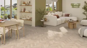 Valley Marton Beige Herringbone Vinyl by Remland (2m x 2m)