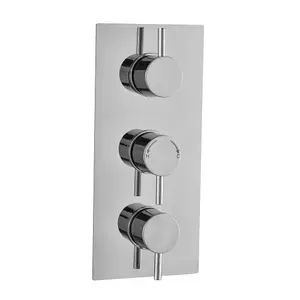 Venus Chrome Concealed Thermostatic Shower Valve With Round Controls & Dual Outlet