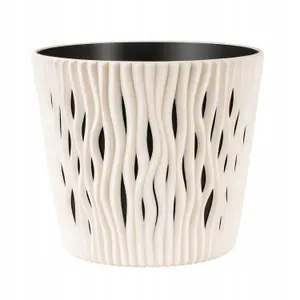 Indoor Plant Pots with Insert Plastic Flowerpot Small Large Cream 13cm