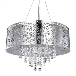 Litecraft Ashley Chrome 9 Lamp Drum Ceiling Light Pendant