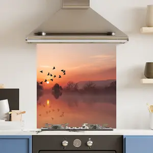 Toughened 6mm Glass Kitchen Splashback 70 x 75cm Misty Morning - Polished Edge Heat Resistant Back Splash for Cookers Hob