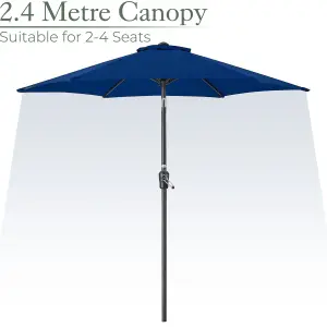 2.4m Crank and Tilt Parasol - Navy