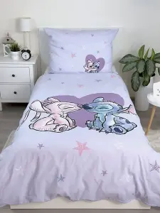 Disney Lilo and Stitch Heart Single Duvet Cover and Pillowcase Set - European Size