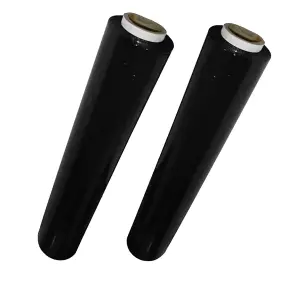 12 x 400mm Black Strong Plastic Cling Film Protective Pallet Shrink Wrap Rolls