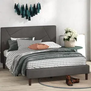 Colton Bluff Upholstered Bed Frame with Headboard Grey / Double (4'6)