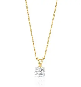 Chloe 0.50Ct Lab Diamond Solitaire Necklace Pendant In 9K Yellow Gold H/Si