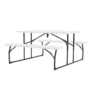 White Picnic Foldable Table Bench Set 4 Seater Camping Table Set Garden Picnic and Bench Set