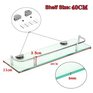 Wall Mounted Tempered Glass Storage Organizer Bathroom Shelf 40cm