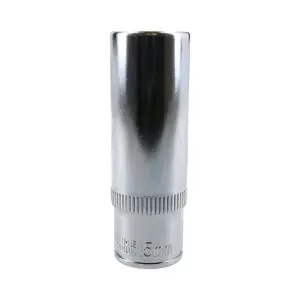 15mm 6 Point 3/8" Drive 64mm Double Deep Metric Socket Chrome Vanadium Steel