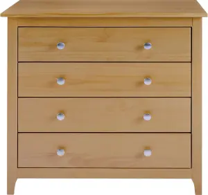 Oslo 4 Drawer Chest in Pine Finish Metal Handles