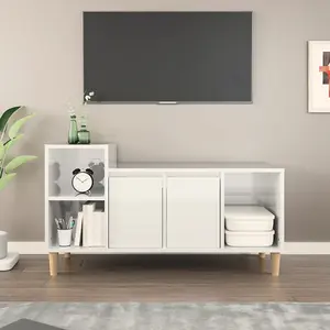 vidaXL TV Cabinet High Gloss White 100x35x55 cm Engineered Wood