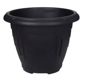 6 x Black Round Venetian Pot Decorative Plastic Garden Flower Planter Pot 43cm