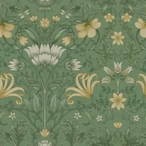 Eclectic Collection Vintage Floral Wallpaper Green Holden 13550